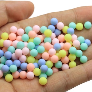 6mm Round Mix Light Pastel Color No Hole Acrylic Bead Loose Beads Decoration Diy Jewelry headwear Necklace Making for women