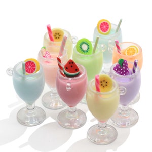 37mm 3D Fruit Juice Cup Resin Charms Hanger Sweet Drink Zwevende DIY Sleutelhanger Sieraden Decor Accessoire Fotograferen Props