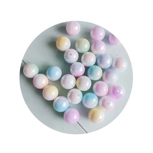Mixed Gradient Color DIY 18mm Beads Acrylic Straight Hole Loose Beads For Handmade Necklace Bracelet Jewelry Materials