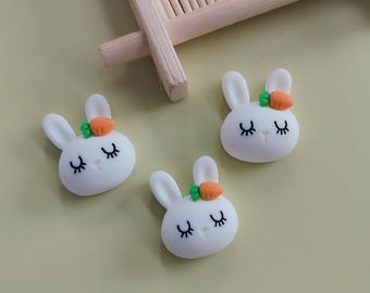 Mini conejo de Pascua de resina con orejas largas, cabujones de resina con parte trasera plana para pegatinas de uñas, suministros de slime, manualidades, adornos de scrapbooking
