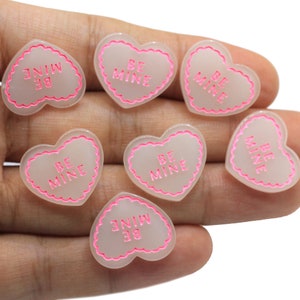 19mm Cuore carino Be Mine Resin Flat Back Cabochon Scrapbook Kawaii DIY Abbellimenti Accessori