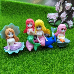 4 pçs miniaturas estatuetas concha sereia micro paisagem diy artesanato bonsai tanque de peixes ornamentos casa desktop aquário festa decoração