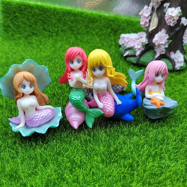 4pcs Miniaturas Figurillas Concha Sirena Micro Paisaje DIY Artesanías Bonsái Pecera Adornos Inicio Escritorio Acuario Decoración de fiestas