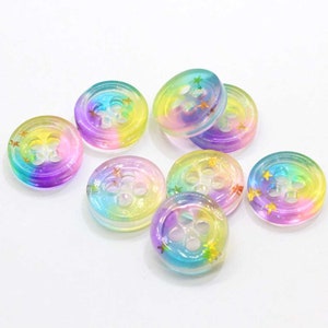 15mm Gradient Rainbow Color 4 Holes Glitter Gold Star Resin Sewing Buttons Flatback Cabochon Scrapbooking DIY Craft Making image 3