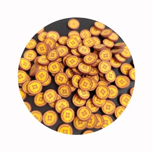 Arcilla polimérica con moneda amarilla de la suerte, espolvoreador para manualidades, accesorios de relleno de limo DIY