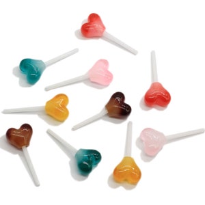 Herz Lollipop Flatback Harz Cabochon Kawaii Food For DIY Haarschleife Mitte Scrapbooking Cabochons Zubehör 18*24mm