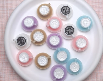 Miniature DIY Coffee Cups With Plate Cute Resin Accessories, Cream Glue Craft Plates and Tabletop Decorations
