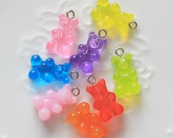 New Design Resin Mixed Color Gummy Bear Pendant Charms For Making Jewelry DIY wholesale