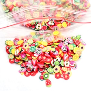 Arcilla polimérica Espolvoreos Mini 5mm Fimo Rebanadas de fruta para uñas Puntas de arte Slime Suministros DIY