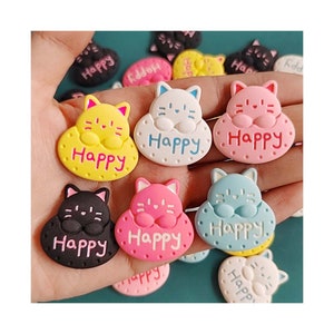 Cartoon Glückliche Katze Flatback Harz Charms Handwerk Verschönerungen Diy Cabochons Dekoration Accessoires