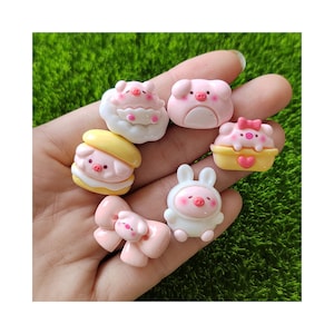 Cartoon Schwein Flache Rückseite Harz Cabochons für Telefon Dekor Teile DIY Haarschleifen Center Zubehör Scrapbooking Handwerk