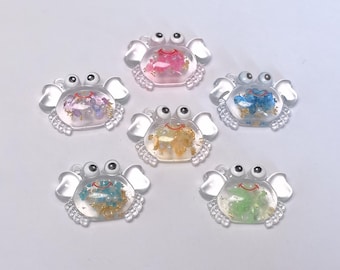 Cartoon Crab Resin Cabochons Flatback Kawaii Marine Life Decorative Pieces for Hair Bow Centerpiece Toddler Jewellery Slime DIY