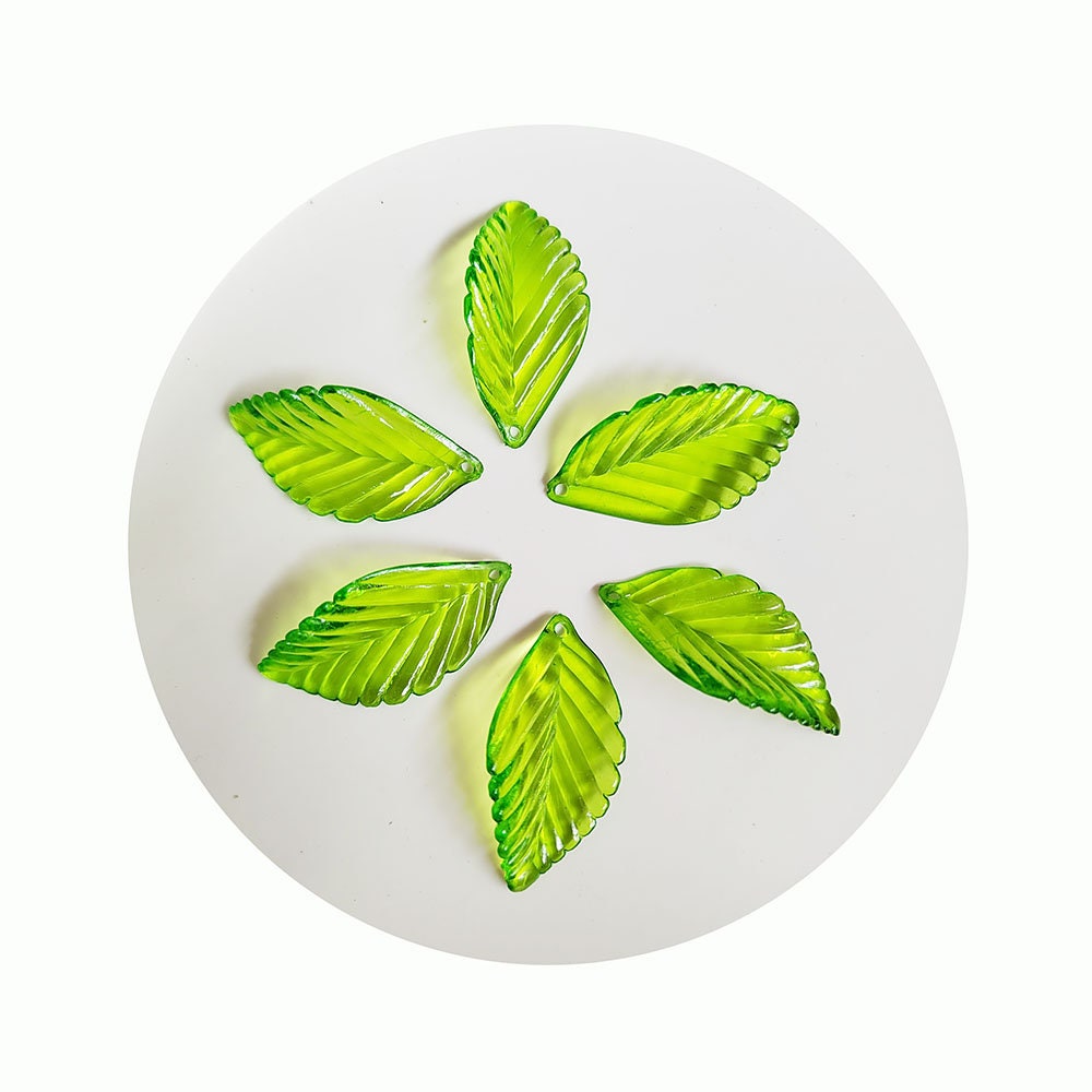 120 Perline Acriliche A Forma Di Foglia Verde – Ciondoli In Plastica Trasparente Per Creazione Gioielli Fai Da Te, 6 Dimensioni