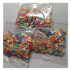 10g de embalaje de nube de limo Arco Iris arcilla polimérica rebanada topping suministros lindo DIY caramelo mezclado aspersión relleno para nube transparente Delgado