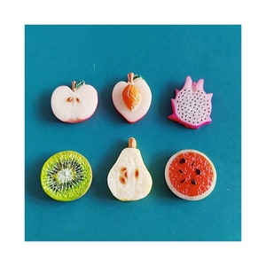 Ciondoli di frutta in resina Ciondolo chiave con retro piatto Frutta Pesca Kiwi Pera Anguria