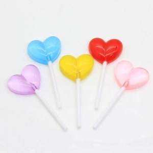 10/20/30/50/100Stk Kawaii Herz Lollipop Flatback Resin Cabochon Diy Handyhülle Haarschleife Dekoration Zubehör Verzierung