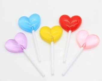 10/20/30/50/100Stk Kawaii Herz Lollipop Flatback Resin Cabochon Diy Handyhülle Haarschleife Dekoration Zubehör Verzierung
