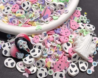 Halloween White Pink Ghost Polymer Clay Slices Clay Crafts Sprinkles Halloween Resin Charms Mix Slime Sprinkles