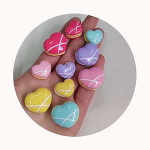 18 mm 24 mm Sorvete Cor Coração Em Forma De Macaron Kawaii Comida Flatback Resina Cabochão Slime Charms Capa De Telefone Decoden