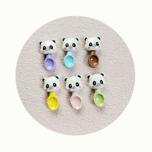 Figuritas de resina con forma de Panda de dibujos animados, cuchara, cabujón plano, accesorios para lazos, álbumes de recortes, manualidades, adornos de abalorios de Baba de resina