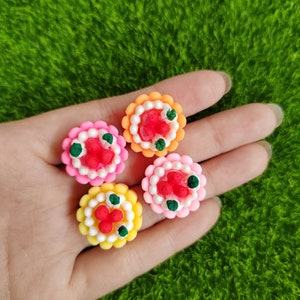 Kawaii Resin Cake Strawberry Charlotte Miniature Flatback Cabochon DIY Earring Craft Decoration Homemade Gift Phone Decor