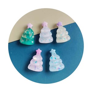 Accessoires pour cheveux à breloques en résine à dos plat pour sapin de Noël kawaii
