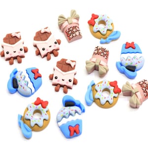 50pcs Multi Styles Heerlijke Loose Fashion Resin DIY Bead Flat Back Cabochons Chocolade Donut Cake Dessert Voor DIY Oranment