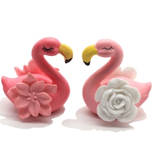 40mm Mini Lindo Flamingo Mini Figuras Amor Animal Decoración del Hogar Figuras en Miniatura DIY Pareja Regalo Pastel Topper