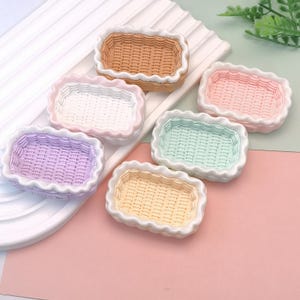 Mini cesta de resina para hacer tú mismo, accesorios de decoración para el hogar, fabricación de joyas, fundas para teléfono, accesorios para el cabello, llaveros, escenas en miniatura.
