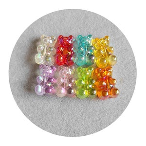 18mm UV AB Color Gummy Bear Beads For Jewelry Making DIY Accessories Necklace Bracelet Earring Keychain Pendant