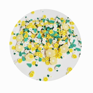 Top Goods 2024 Perline polimeriche morbide in miniatura Regalo di San Valentino Fette di argilla polimerica con fiori gialli