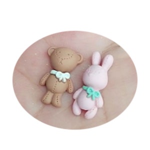 Kawaii Cartoon Hase Bär Flatback Resin Cabochon Tiere Handy Dekoration DIY Verzierungen für Scrapbook Zubehör