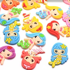 50 Stück Glitzer Mini Meerjungfrau Flatback Resin Cabochon Zubehör Cartoon Flachrücken Resin Cabochon Verzierung DIY Deko