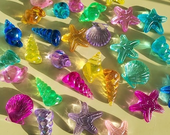 Mix Acryl Zeeschelp Zeepaardje Edelstenen Tank Aquarium Ornamenten DecorTable Vaasvuller Kristal Piraat Edelstenen Schatkist Sieraden Feestdecoratie