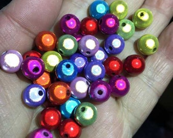 Perles miracles en acrylique/plastique illusion 3D de couleurs mélangées, grosses perles en plastique en vrac pour la fabrication de bijoux Dids, perles rondes miracles