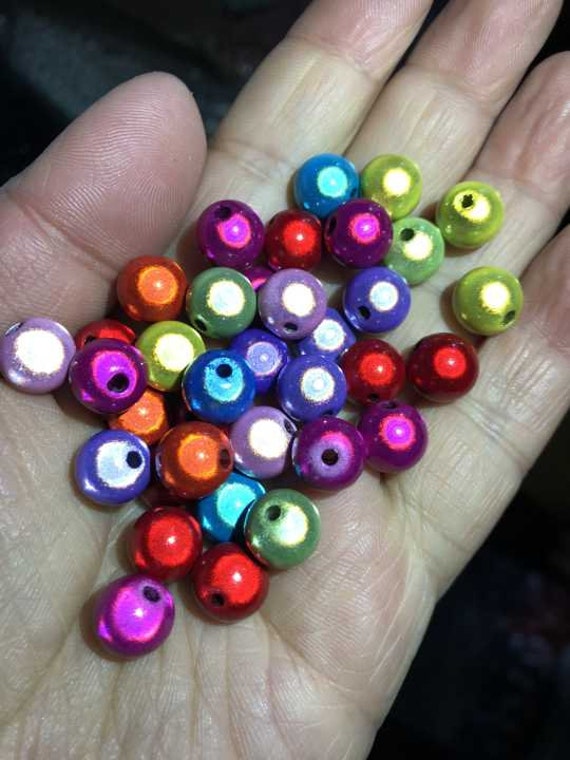 100-Piece Mixed Color 3D Illusion Acrylic Miracle Beads - 8mm Round Spacer Beads For Jewelry Making