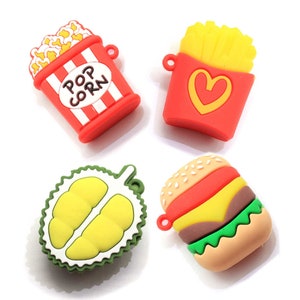 Nieuwe PVC Food Burger Popcorn Fries Durian Charme voor sleutelhanger autosleutel accessoires