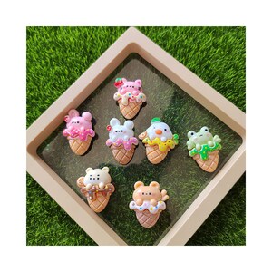 Niedliche Tiere Eis Flatback Harz Cabochon Scrapbook DIY Haarspangen Telefon Dekor Figur Handwerk Verschönerung