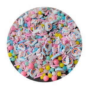 Bola de resina mezclada de rodajas de arcoíris, aspersores de arcilla polimérica para decoración de limo, manualidades DIY, accesorios para decoración de uñas