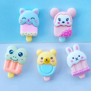 Süße Eiscreme Resin Mini Cartoon Tier Popsicle Flachrücken Cabochon Scrapbook Kawaii DIY Verzierungen Zubehör