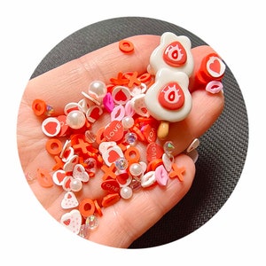 Zakje Polymeer Klei Valentijnsdag Rood Hart Plakjes Hagelslag voor Slijm Nail Art Ambachten DIY Plastic Klei Kleine Schattige Modderdeeltjes