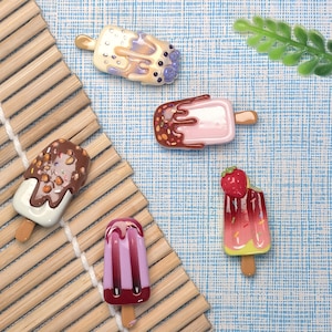 Mini finto gelato con ciondolo in resina a dorso piatto, mini ghiaccioli, giocattoli, slime, accessori per capelli