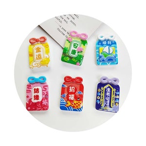 Carte porte-bonheur du nouvel an, mots chinois, breloques à dos plat en résine pour téléphone portable, embellissements artisanaux DIY