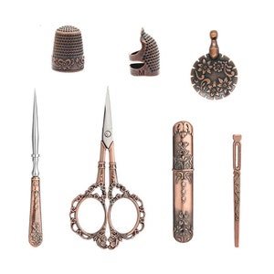 Precision Embroidery Scissors set for Crafting and Needlework - Small Sharp-Pointed Thread Snips with Gold-Plated Stork Handle