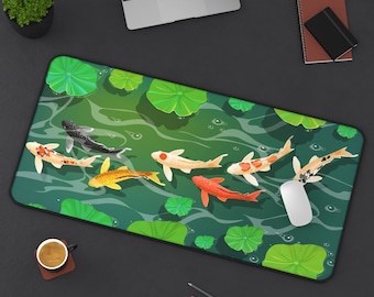 Koi Fish Mouse Pad, Japanese Mouse Pad, Extra Large Desk Pad, Gaming Mouse Pad, Extended Desk Mat, Koi Art Desk Pad, Japanese Desk Mat