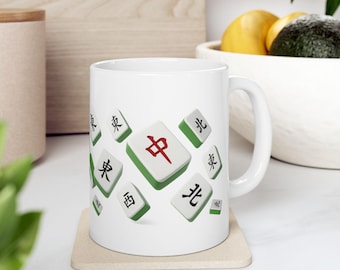 Mahjong Tiles Ceramic Mug | Mahjong Coffee Mug, Microwave & Dishwasher Safe
