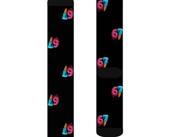 67 Socks,6-7socks, 6 7 socks, Six Seven socks, Funny Meme Sublimation Socks, Viral TikTok Gen Alpha Joke Gift, Gag Gift, meme socks