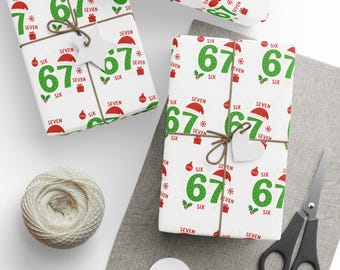 67 wrapping paper, 6 7 wrapping paper, Teen Slang Gift Wrap, Santa 6-7 Wrapping Paper, Merry 6-7 Wrapping Paper for Tweens,