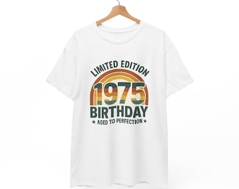 1975 birthday shirt, 1975 Birthday Unisex Tee, Vintage 1975 Shirt, Retro Seventies T-Shirt, 46th Birthday Gift, 70s Bday Top