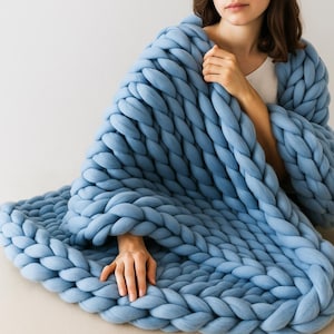 Chunky blanket, wool chunky knit blanket, Chunky knit throw, Chunky knit blanket, Giant blanket, knit gift, Arm knit